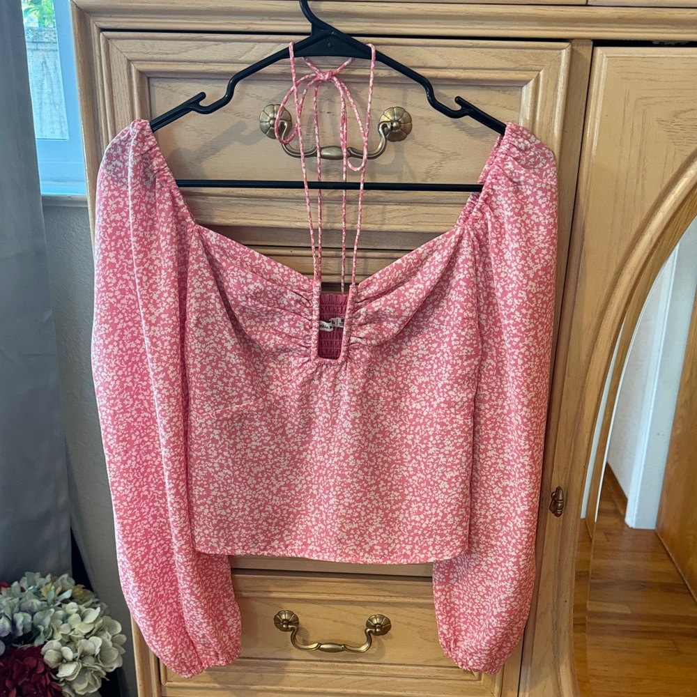 Abercrombie & Fitch Floral Pink Women's Top